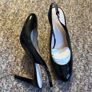 Black sling back heels